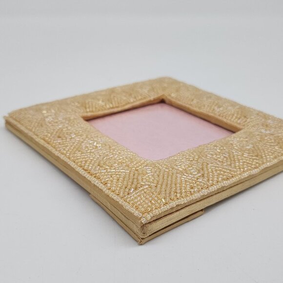 Beaded Yellow Square Photo Frame 3" Exterior 5.5" - Picture 10 of 11
